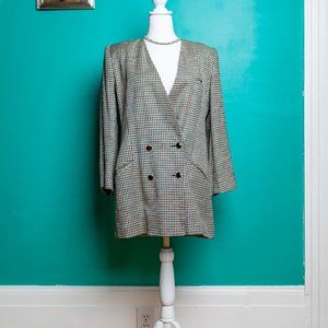 Oleg Cassini Confetti Houndstooth Vintage double breasted blazer